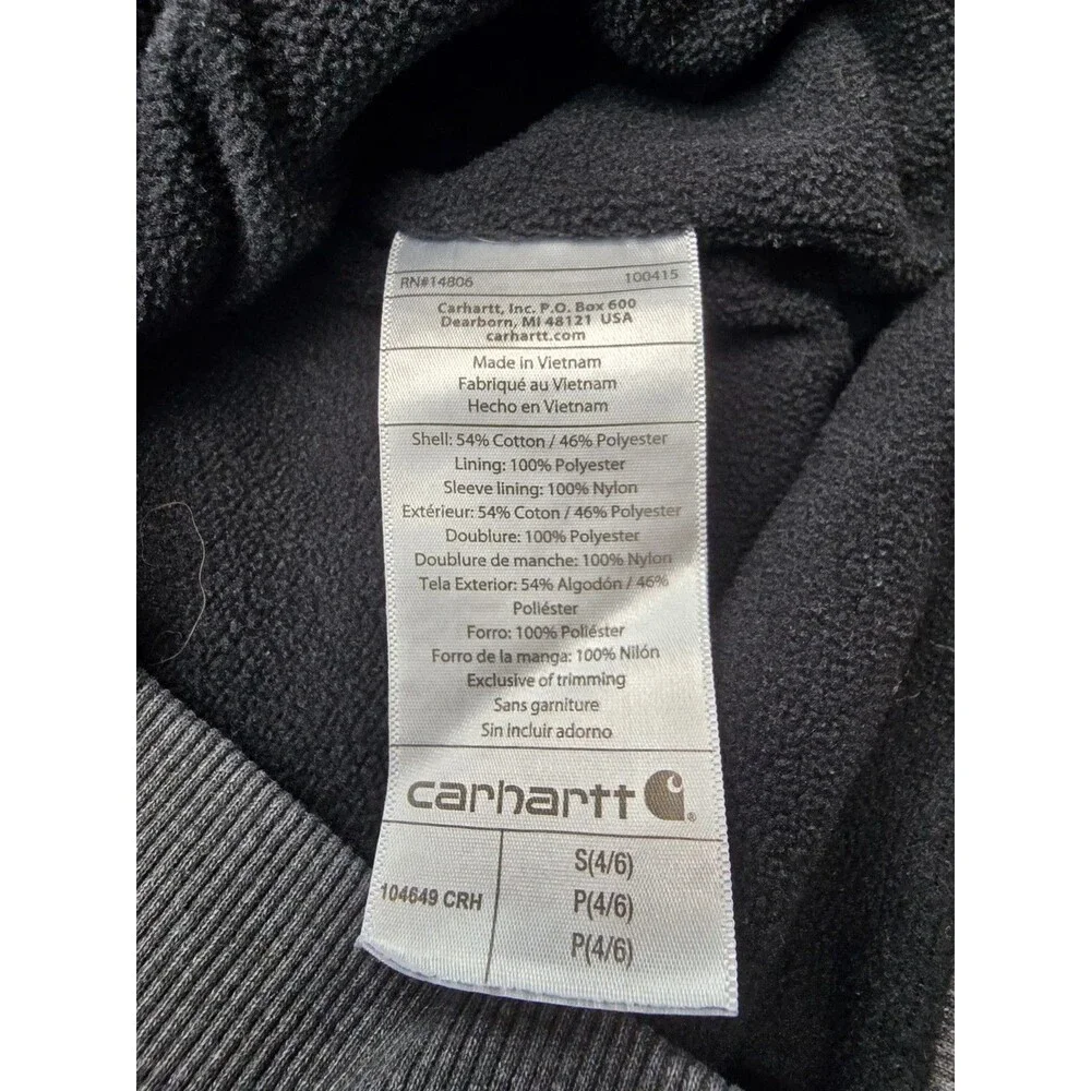 Carhartt Jacket Mens S Charcoal Workwear Rain Defender Thermal Lined jacket